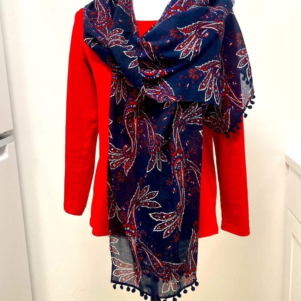 Tommy Hilfiger Red & Blue Long Scarf 🧣